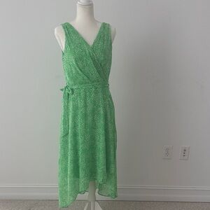DKNY Green High Low Wrap Dress